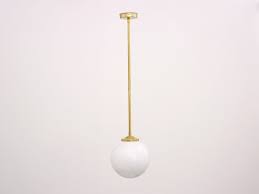 Brass Pendant Light With Large Opal