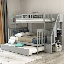 gray twin over full bunk bed with
