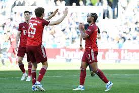 Serge Gnabry celebrates Bayern Munich's 3-0 win over Arminia Bielefeld -  Bavarian Football Works