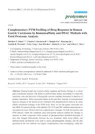 Pdf Complementary Ptm Profiling Of Drug Response In Human