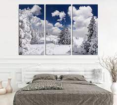 3 panel split canvas winter wall art
