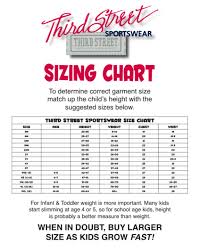 Sizing Chart Third Street Sportswear