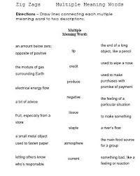 Multiple Meaning Word Lists In Developmental Order