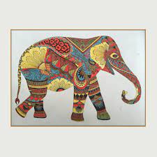 Colorful elephant poster wall art canvas painting. Animal Kingdom Coloring And Elephant Abstract Frameless Pictures Digit Discount Canvas Print