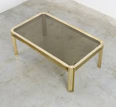 Solid Brass Smoked Glass Coffee Table