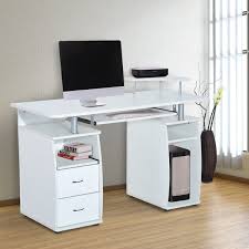 Check spelling or type a new query. Homcom Mdf Multi Level Home Office Workstation Desk Computer Desk Writing Table With Drawers White