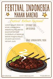 Keunikan makanan di indonesia bukan hanya ada pada rasa atau cara pembuatannya saja, namun terdapat juga filosofi khusus yang terkandung di dalamnya. Festival Makanan Indonesia Cute Satay Poster Ai Free Download Pikbest