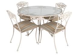 Lot White Painted Metal Patio Dining Set