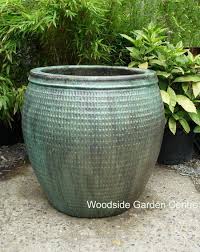 Green Glazed Pot Collar Planter
