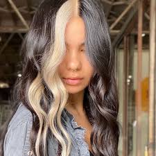 black hair with blonde highlights