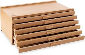 6 drawer wood artist supply storage box