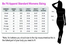 Sizing Be Fit Apparel