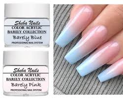 acrylic powder blue pink ombre duo