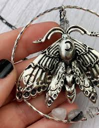 silver luna moth necklace becca