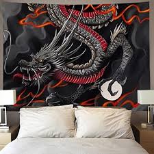 black red chinese dragon japanese