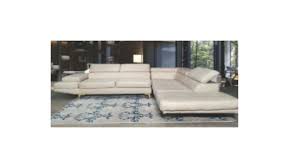Cream Leather Corner Couch Modern