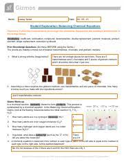 Each lesson includes a student exploration sheet, an exploration sheet answer key, a teacher guide, a vocabulary sheet and assessment questions. Balancingchemequationsse Student Exploration Balancing Chemical Equations Vocabulary U200b U200b Coefficient Combustion Compound Decomposition Double Course Hero