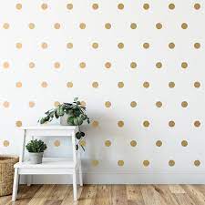 Gold Polka Dots Wall Art Sticker Set