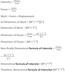 Dimensional Formula Of Intensity