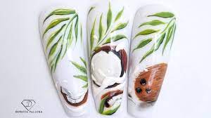 summer nail art coconut nail design