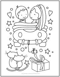 just married wedding coloring page