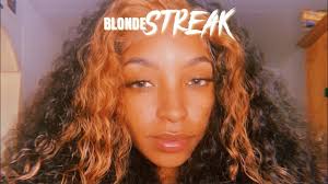 The darkest streaks are a vanilla malt color which helps to contrast the lighter tones of butternut and. How To Blonde Streak Section On Curly Hair Ft Asteriahair Beginner Friendly Youtube