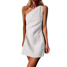 maxi dress for women linen one shoulder