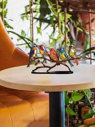 1pc Stained Glass Birds On Branch Iron
