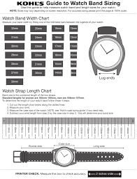 The total strap length is the combined watch band lengths of the two straps. Watch Band Size Chart Kohl S Download Printable Pdf Templateroller