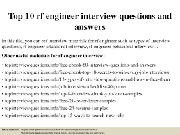 Top 10 Rf Engineer Interview Questions And Answers