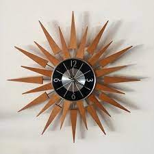 Mid Century Timber Starburst Wall Clock