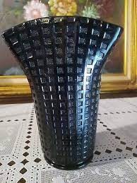 Vintage Black Milk Glass Basket Weave
