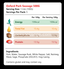 oxford pork sausage 500gm solisege