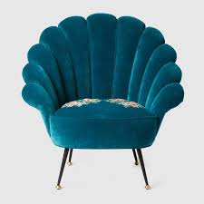 A small armchair that is easy to move is perfect for offering some extra seating when you have guests over. Teal Velvet Armchair With Embroidered Flowers Gucci Uk