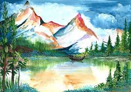 Hand Draw Mountain Landscape Scene