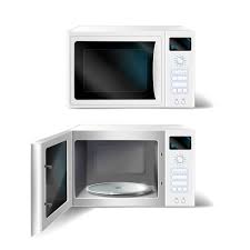 White Microwave Oven With Empty Glass
