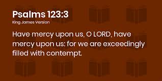 Psalms 123:3-4 KJV - Have mercy upon us, O LORD, have mercy upon us: for we  are exceedingly filled with contempt.