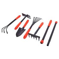 7pc Garden Tool Kit Hoe Rake Fork Trowe