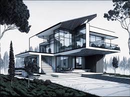 modern luxury house drawing