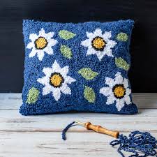 punch needle rug hooking pillow