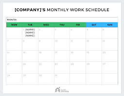 6 free monthly work schedule templates