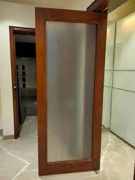 Hinged Plain Wooden Frame Glass Door