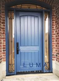 Blue Fiberglass Door With Transom And