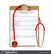 Medical Supplies An Isolated Medical Chart With A Stethoscope For Professionals To Examine Their Patients
