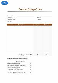 Free Contract Change Order Order Templates Designs 2019