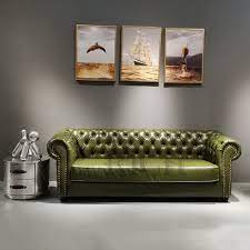 pu leather chesterfield sofa green