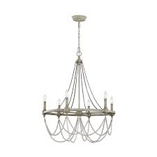 Feiss Beverly Washed Oak Distressed White Wood 6 Light Chandelier Bellacor