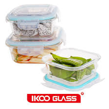 Ikoo 3 Pcs Square Glass Food Container Set
