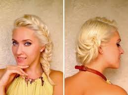 Some locks are braided tightly and left together with the other hair, with the hair ends tied with a hair band. French Fishtail Braid Hairstyles For Medium Long Layered Hair Tutorial Messy Updo For Everyday Youtube