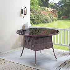 Round Rattan Glass Table